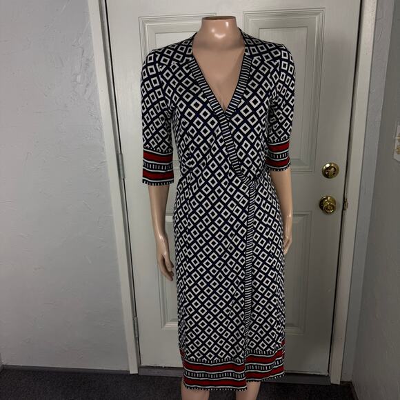 Diane Von Furstenberg Women's Dress L Tallulah Wrap Silk Party Designer L/S U3-7 - Picture 1 of 7